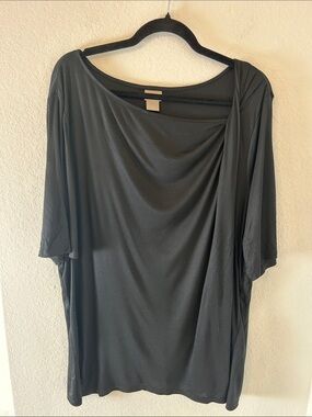 Chico's Black Short Sleeve Draped Top business casual conservative (4)XXL